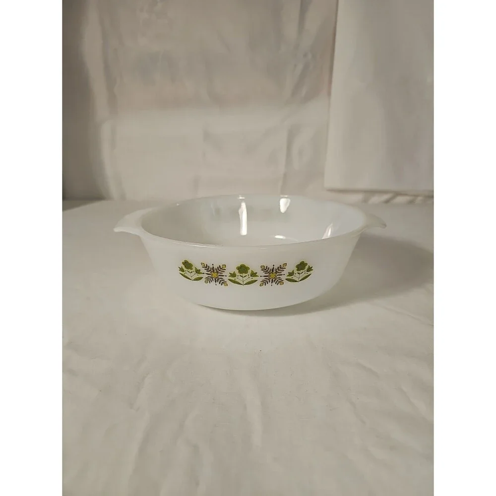 Vintage Anchor Hocking Fire King Green Meadow 1.5 Quart Casserole Dish 437